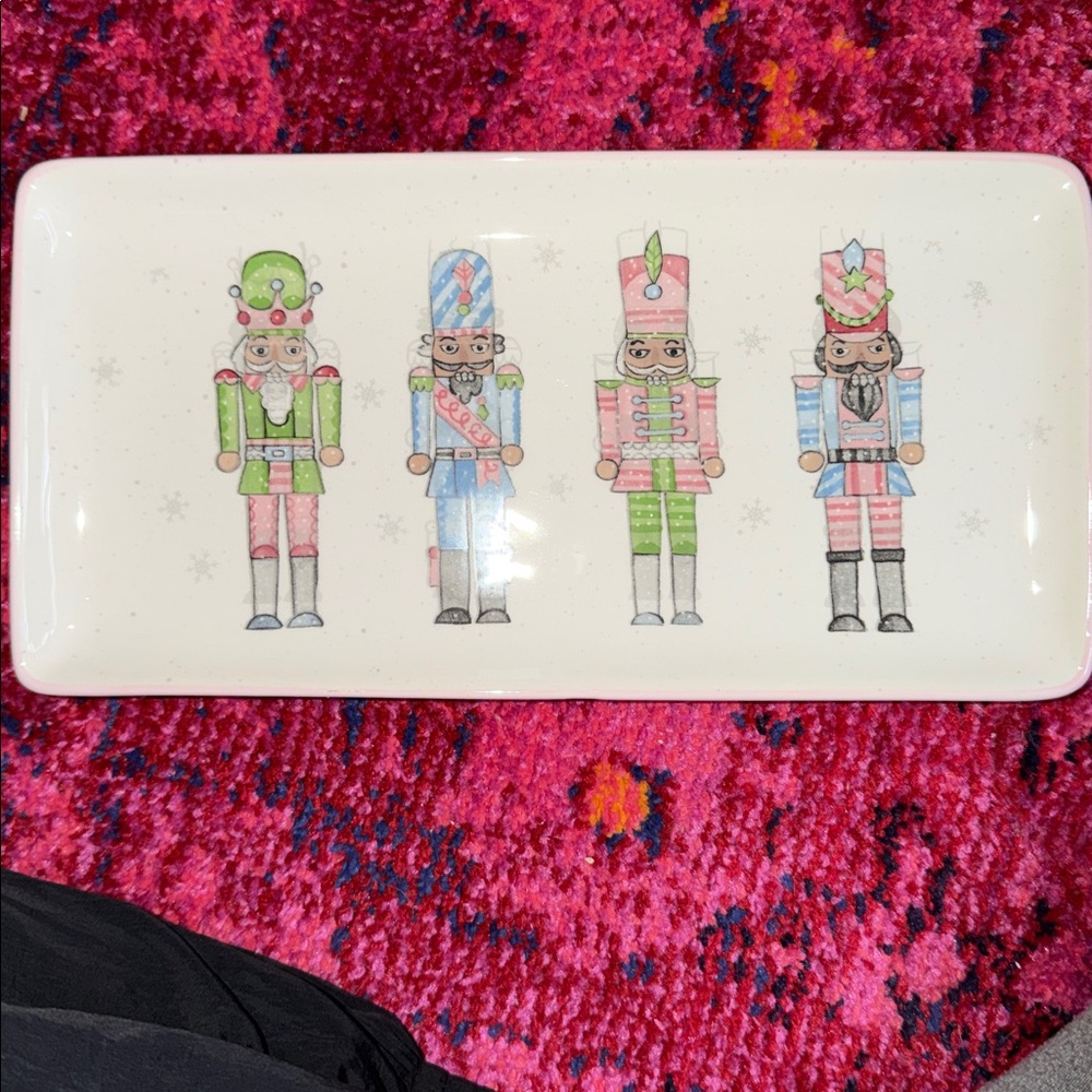Peppermint & Pine Nutcracker Christmas Serving Platter plaster dish party plate